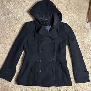 Giacca Black hooded wool blend peacoat